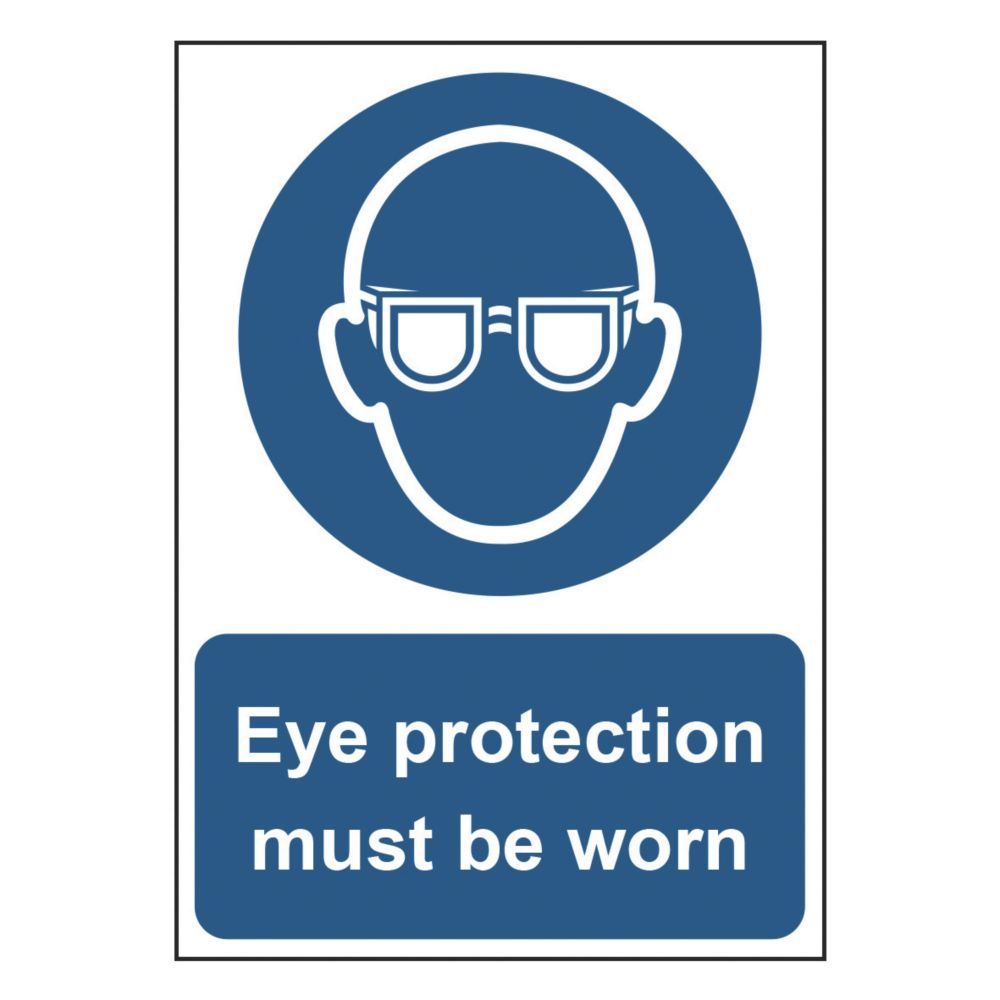 Essentials "Eye Protection Must Be Worn" Sign 210mm x 148mm Screwfix