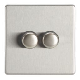 Contactum Lyric 2-Gang 2-Way  Dimmer Switch  Brushed Steel