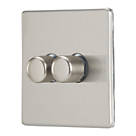 Contactum Lyric 2-Gang 2-Way  Dimmer Switch  Brushed Steel