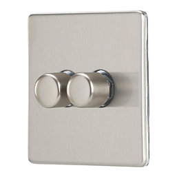 Contactum Lyric 2-Gang 2-Way  Dimmer Switch  Brushed Steel