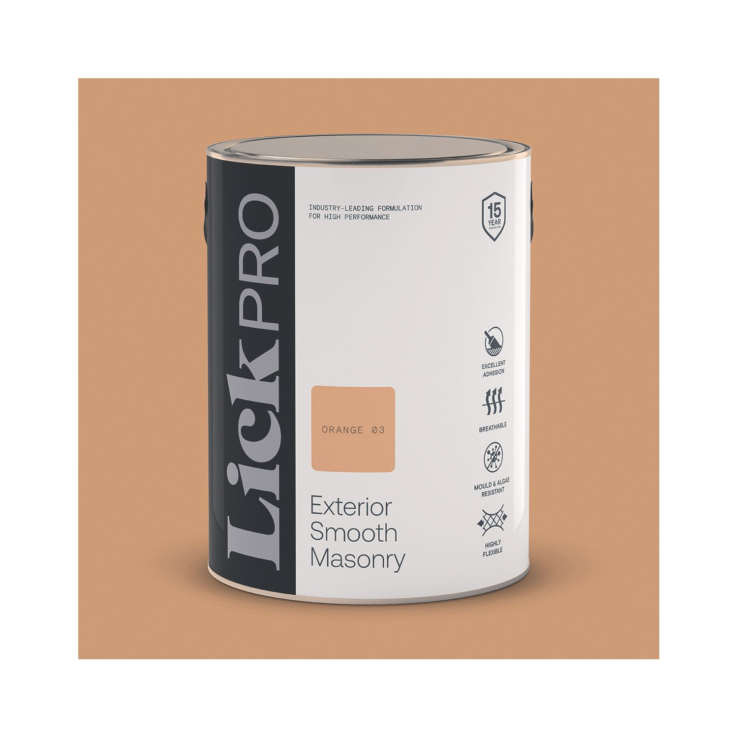 LickPro 5Ltr Smooth Orange 03 Masonry Paint (764TM)