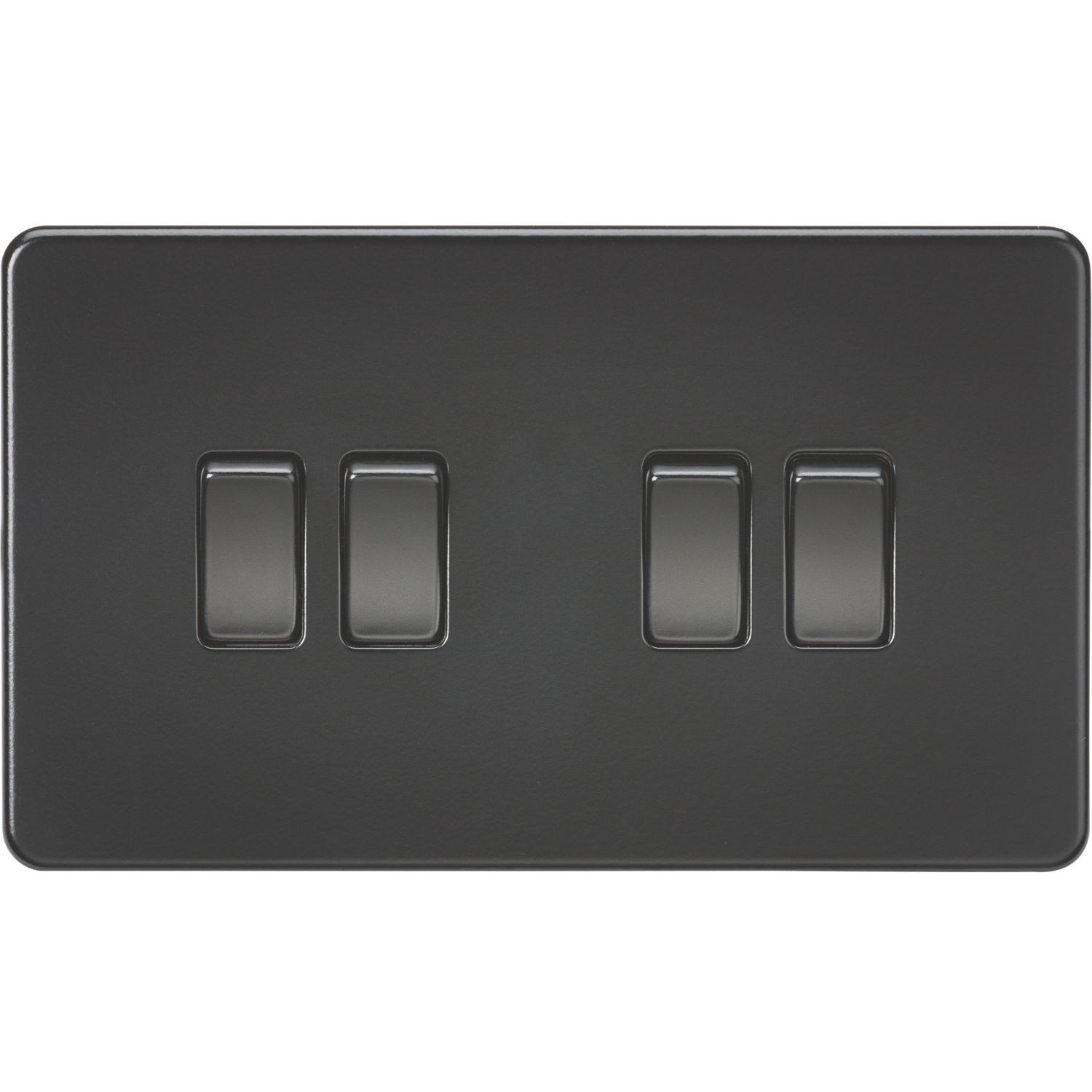 Knightsbridge 10AX 4-Gang 2-Way Light Switch Matt Black (764TY)