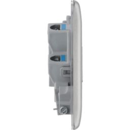 British General Nexus Metal 13A Unswitched Fused Spur & Flex Outlet  Brushed Steel