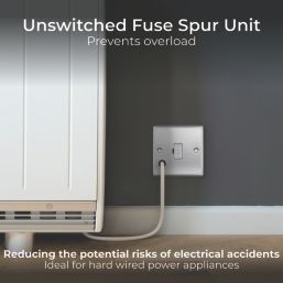 British General Nexus Metal 13A Unswitched Fused Spur & Flex Outlet  Brushed Steel