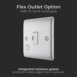 British General Nexus Metal 13A Unswitched Fused Spur & Flex Outlet  Brushed Steel