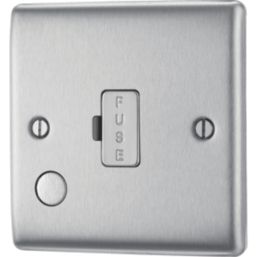 British General Nexus Metal 13A Unswitched Fused Spur & Flex Outlet  Brushed Steel