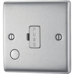 British General Nexus Metal 13A Unswitched Fused Spur & Flex Outlet  Brushed Steel