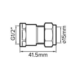 Flomasta  Brass Compression Adapting Female Coupler 15mm x 1/2"