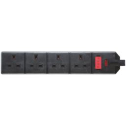 Masterplug 13A 4-Gang Unfused Rewireable Fused Socket with Neon Black