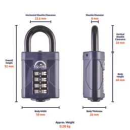 Squire  Water-Resistant  Combination  Padlock Blue 50mm
