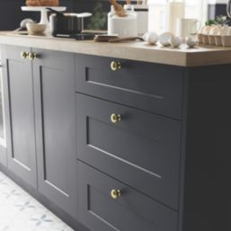 Essentials Chervil Round Cabinet Knob Brushed Brass 32mm 2 Pieces