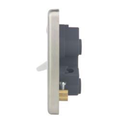 Hager Sollysta WRDP50NBSW 50A 1-Gang 2P+E Control Switch Brushed Steel with LED with White Inserts
