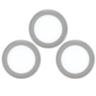 4lite Hampton Round LED Silver Warm White Under Cabinet Lights Without Bezel 6.3W 110lm 3 Pack