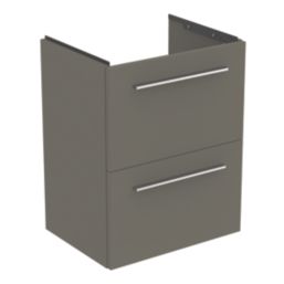 Ideal Standard i.life S Wall Hung Vanity Unit With Chrome Handles & Basin Matt Quartz Grey 510mm x 385mm x 665mm