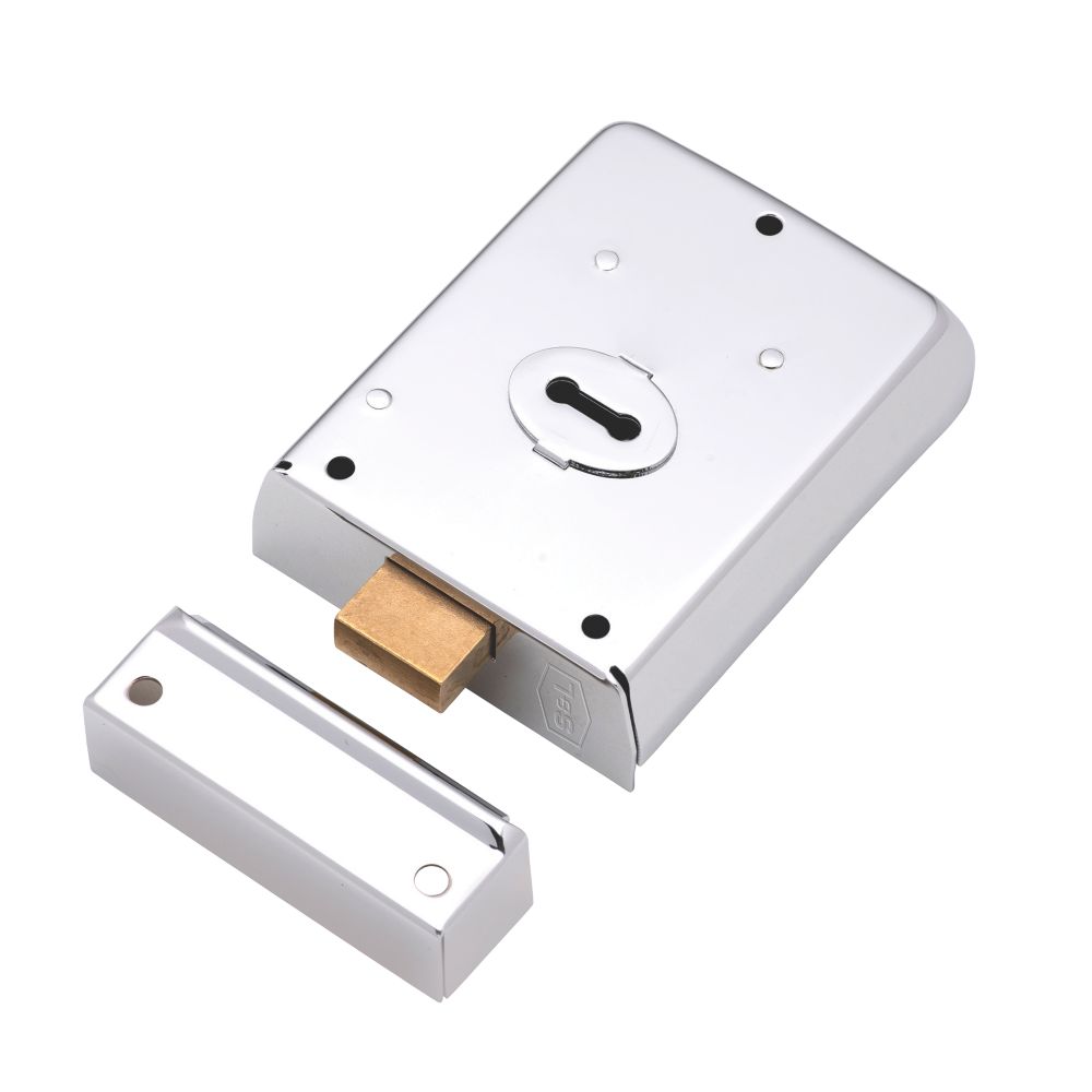 Smith & Locke Rim Deadlock Polished Chrome 154mm x 107mm - Screwfix