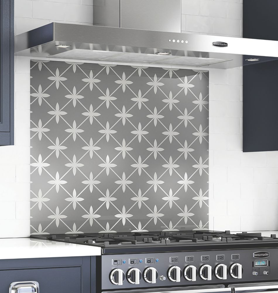 Laura Ashley Wicker Charcoal Self-Adhesive Glass Kitchen Splashback 600mm x 750mm x 6mm