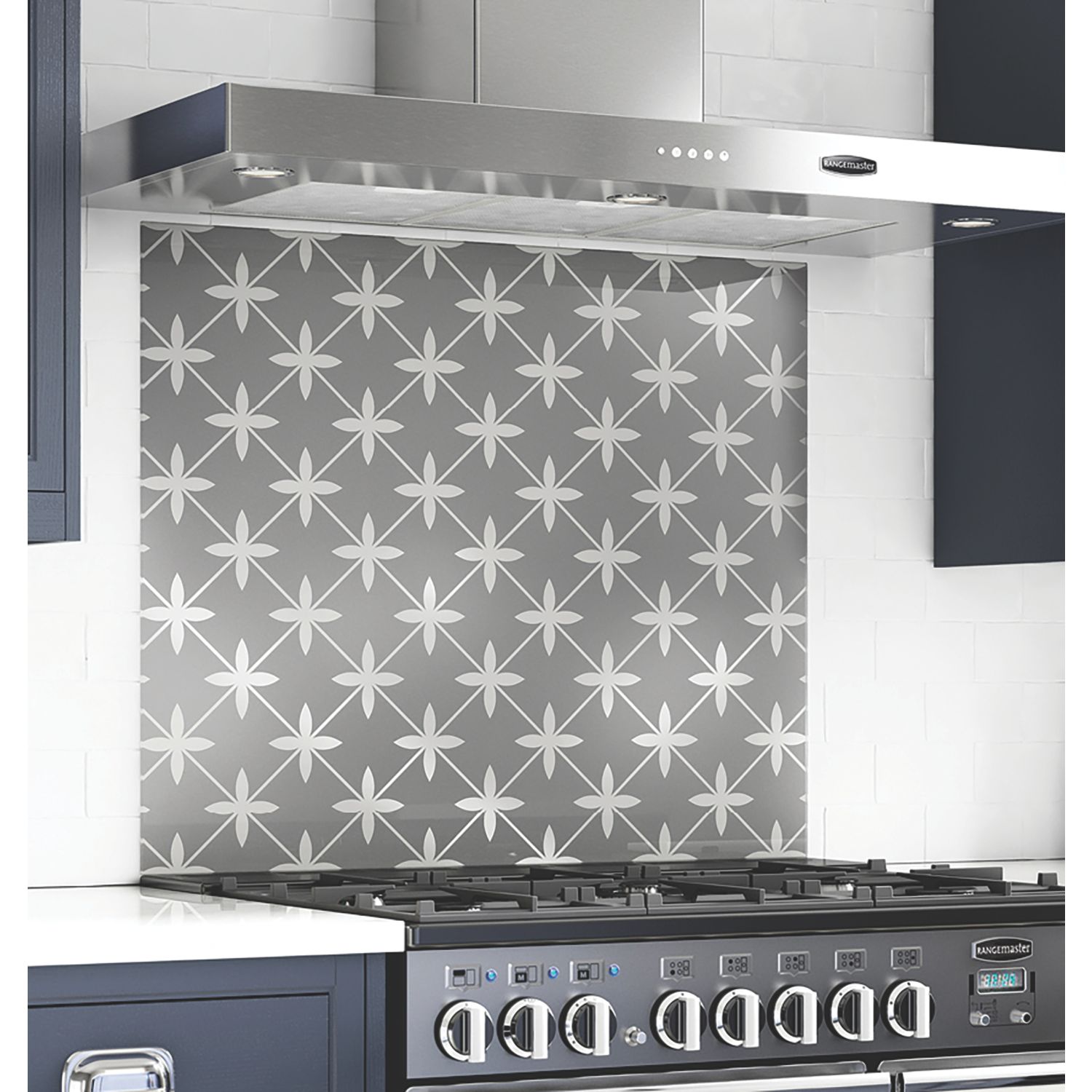 Laura Ashley Wicker Charcoal Self-Adhesive Glass Kitchen Splashback 600mm x 750mm x 6mm (765RX)