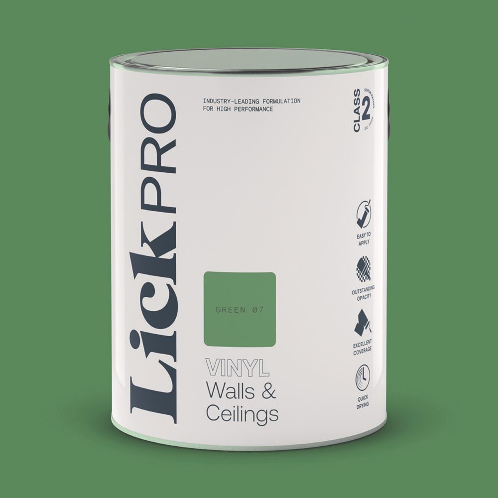 LickPro 5Ltr Green 07 Vinyl Matt Emulsion Paint - Screwfix