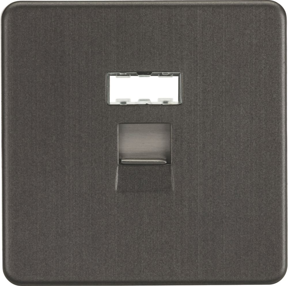 Knightsbridge 1-Gang RJ45 Ethernet Socket Smoked Bronze - Screwfix