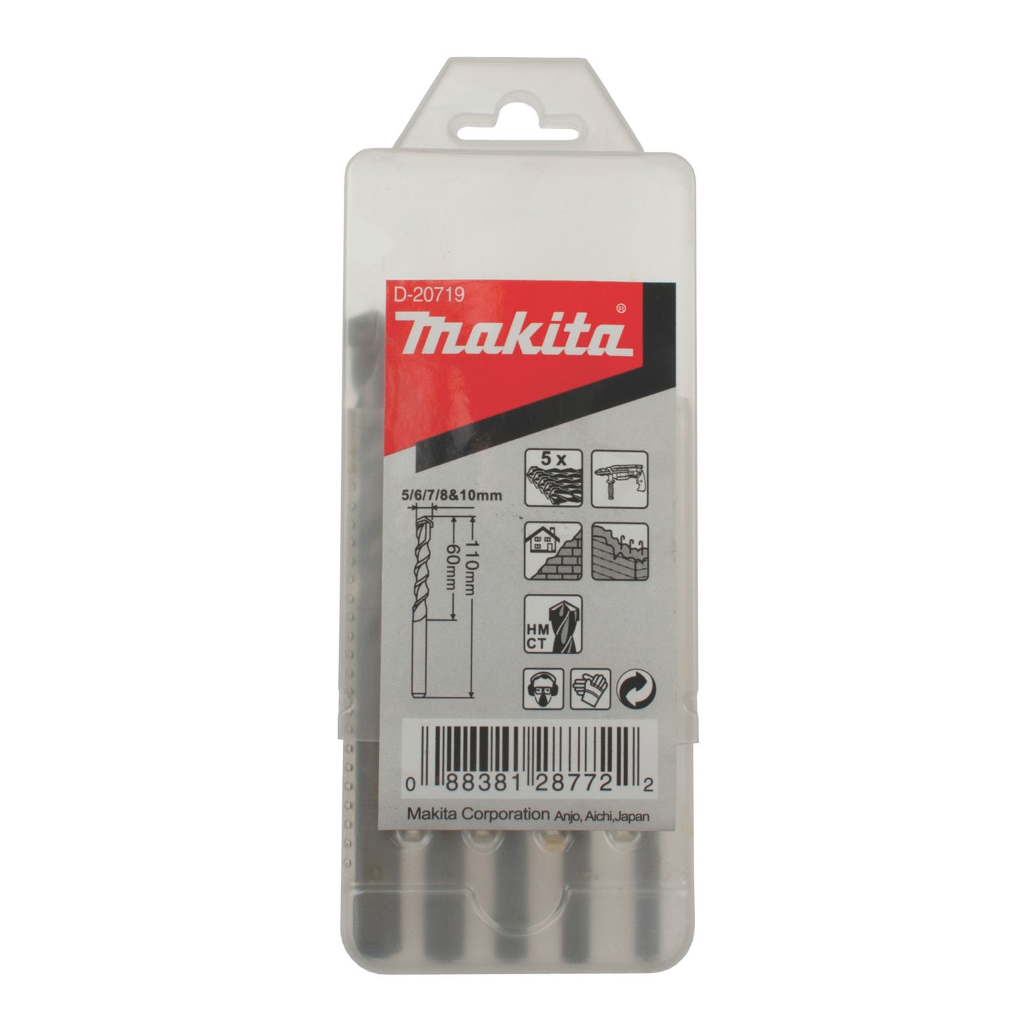 Makita Straight Shank Masonry Drill Bit Set 5 Pieces (765XP)