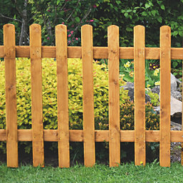 Forest Pale Picket  Fence Panels Golden Brown 6' x 3' Pack of 6