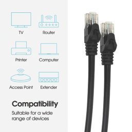 Labgear Black Unshielded RJ45 Cat 6 Patch Lead 1m