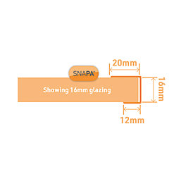 SNAPA Clear 16mm C-Section Glazing Bar 4000mm x 20mm