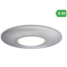 4lite  Fixed  Fire Rated Downlights Brushed Chrome 30 Pack