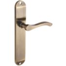 Smith & Locke Bigbury Fire Rated Latch Long Lever Door Handles Pair Antique Brass