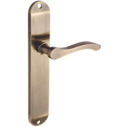 Smith & Locke Bigbury Fire Rated Latch Long Lever Door Handles Pair Antique Brass