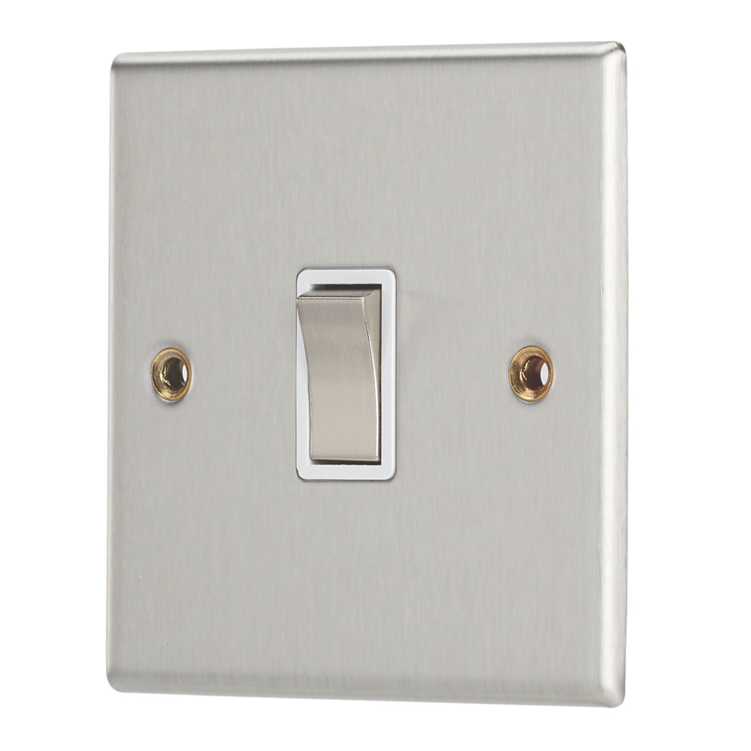 Contactum iConic 10AX 1-Gang Intermediate Switch Brushed Steel with White Inserts (766RP)