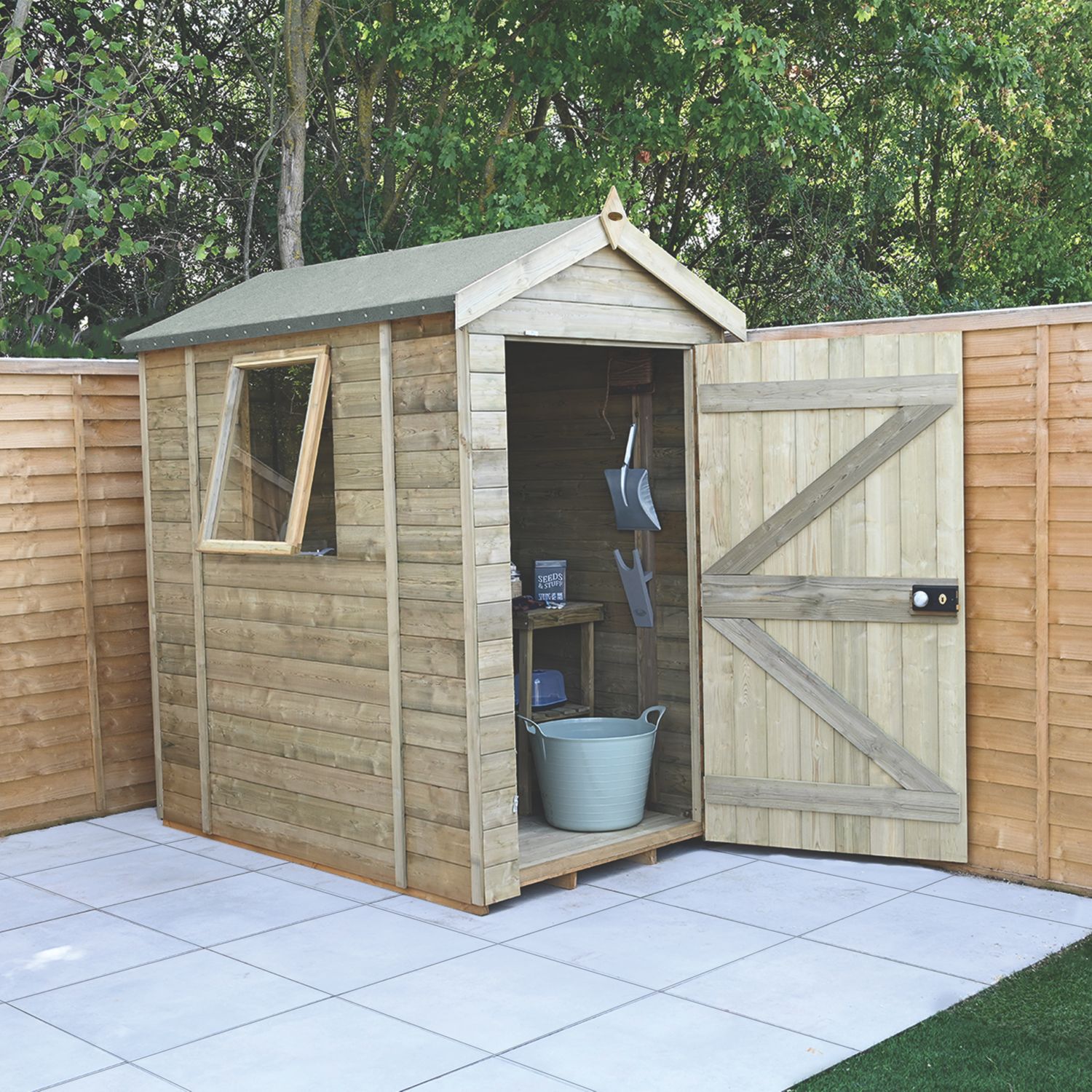 Forest Timberdale 4' 6" x 6' 6" (Nominal) Apex Tongue & Groove Timber Shed with Base (766TF)