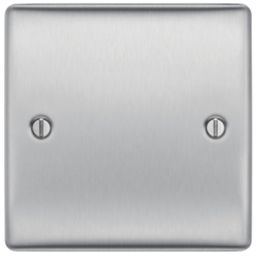 British General Nexus Metal 1-Gang Blanking Plate Brushed Steel