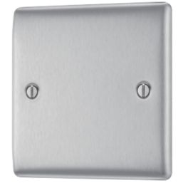 British General Nexus Metal 1-Gang Blanking Plate Brushed Steel