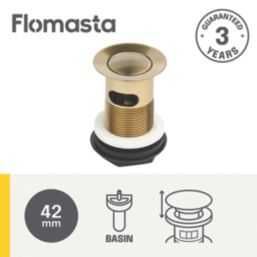 Flomasta Slotted Pop Up Small Basin Waste Brushed Brass 66mm