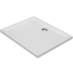 Milan Rectangular Bathroom Shower Tray & Waste White Gloss 1100mm x 800mm x 40mm