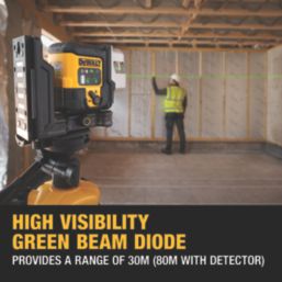 DEWALT DCLE14301GB-XJ Green Self-Levelling Multi-Line USB 3 x 180° Beam Laser