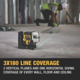 DEWALT DCLE14301GB-XJ Green Self-Levelling Multi-Line USB 3 x 180° Beam Laser