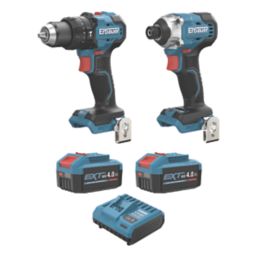 Refurb Erbauer ERI1092COM ERI1093IPD 18V 2 x 4.0Ah Li-Ion EXT Brushless Cordless Combi Drill & Impact Driver Twin Pack