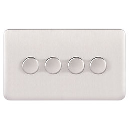 Schneider Electric Lisse Deco 4-Gang 2-Way  Dimmer Switch  Brushed Stainless Steel