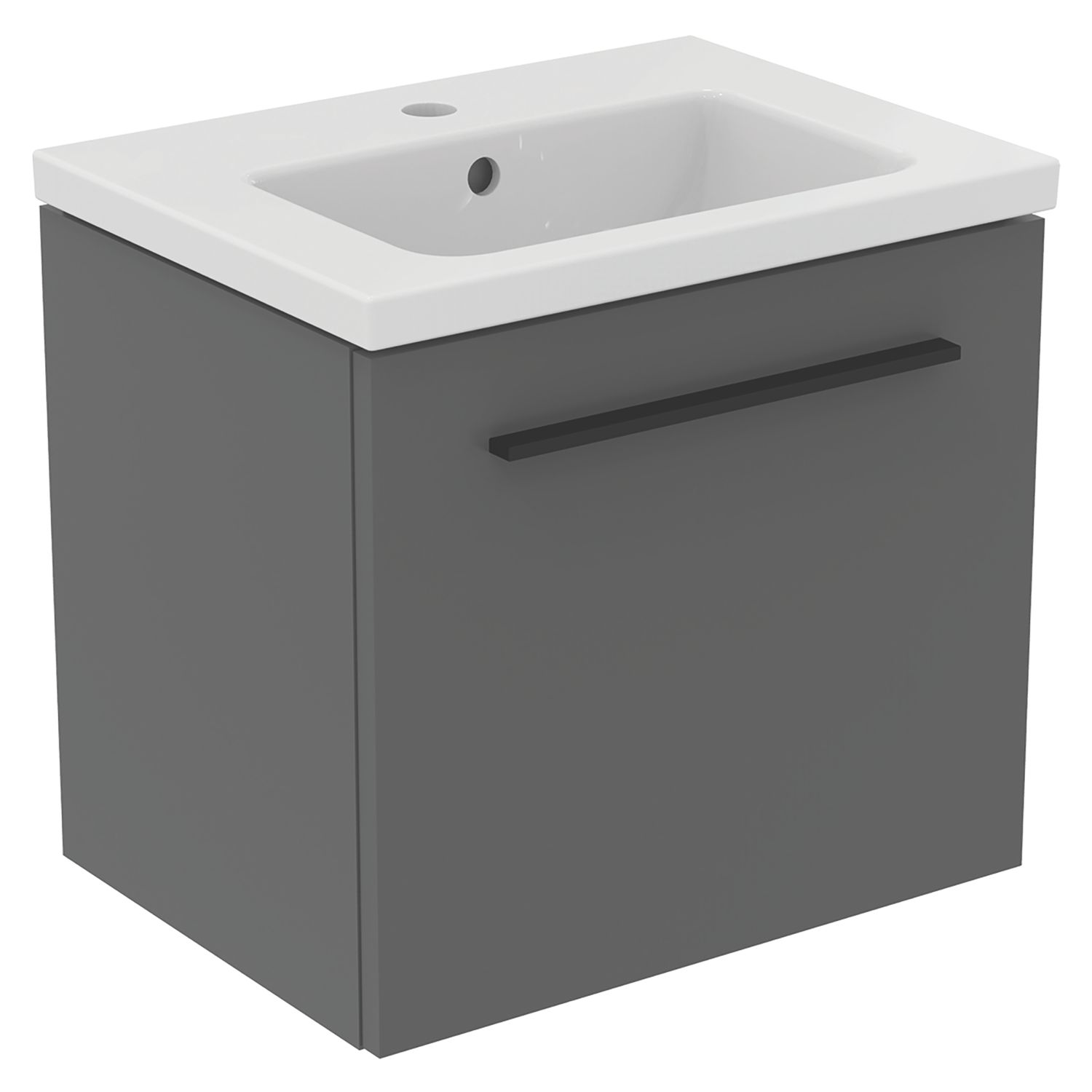 Ideal Standard i.life S Wall Hung Vanity Unit with Black Handle & Basin Matt Quartz Grey 510mm x 385mm x 475mm (767HM)