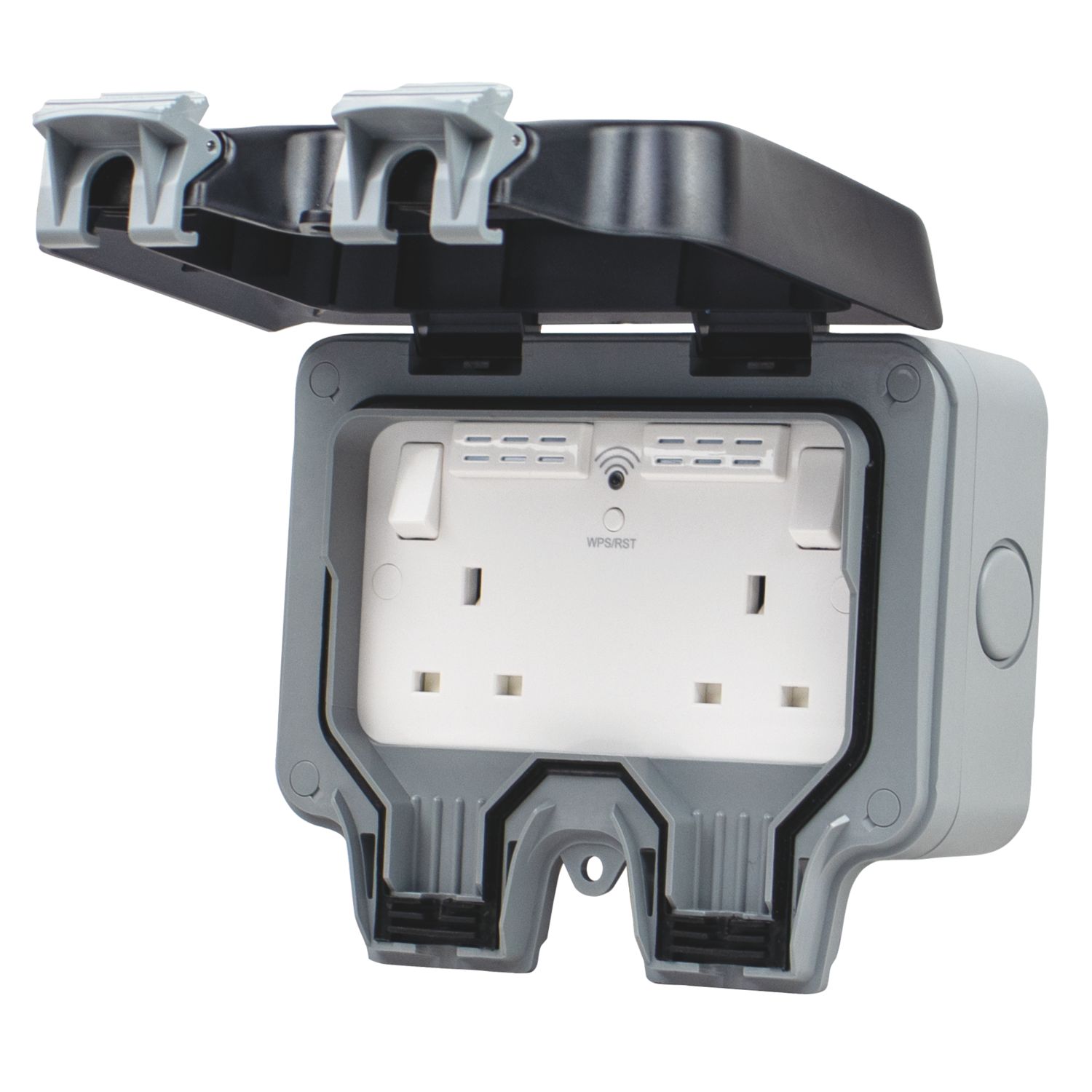 British General IP66 13A 2-Gang SP Weatherproof Outdoor Switched Wi-Fi Extender Socket (767HV)