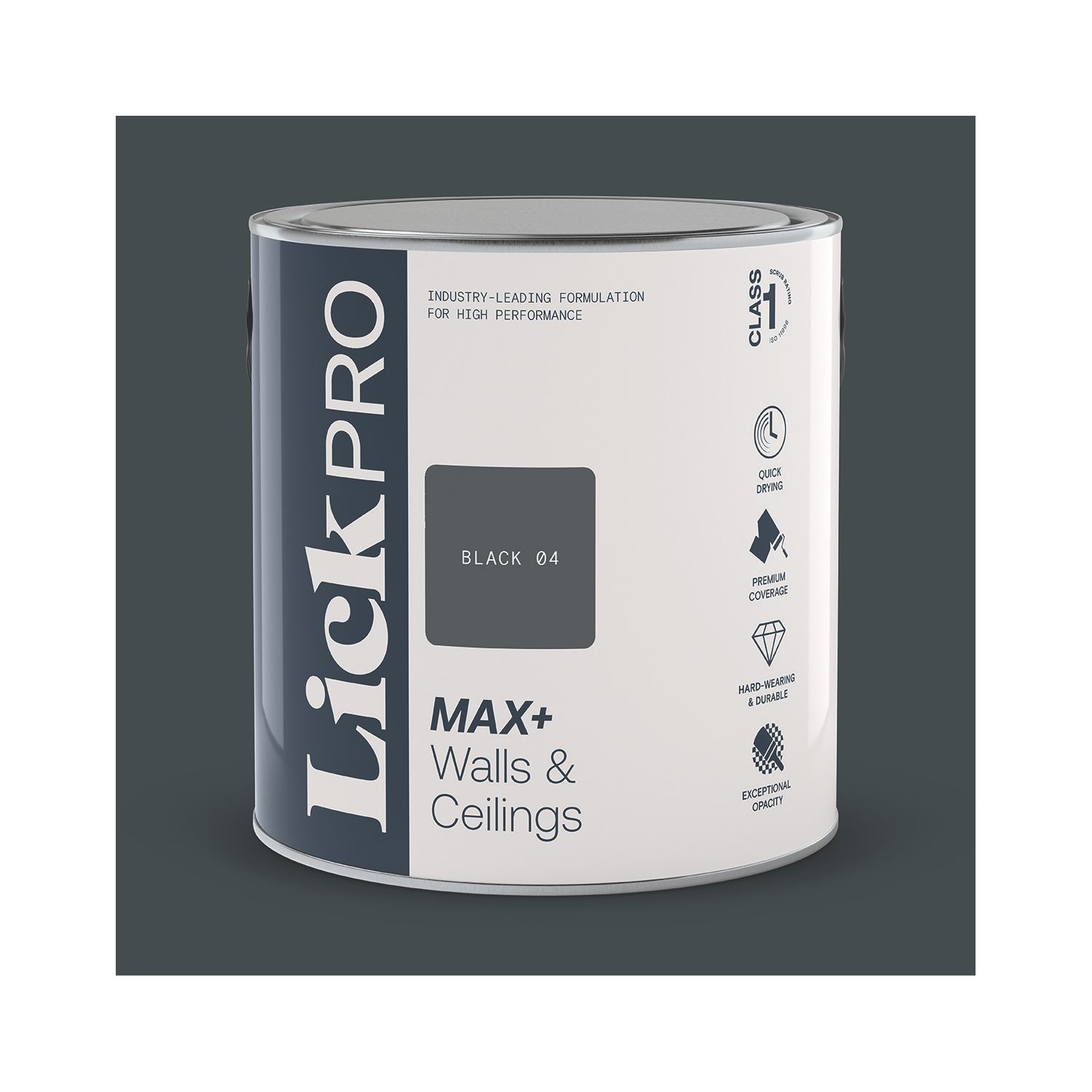 LickPro Max+ 2.5Ltr Black 04 Eggshell Emulsion Paint (767JY)