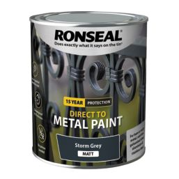 Ronseal 750ml Storm Grey Matt Anti Corrosive Metal Paint