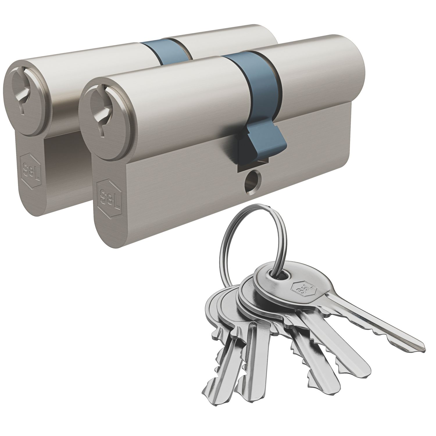 Smith & Locke 1 Star 6-Pin Euro Double Cylinder Locks 35-35 (70mm) Silver 2 Pack (767PX)