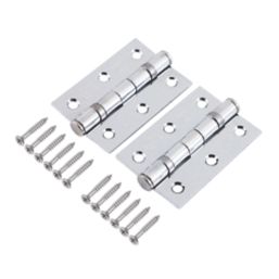 Smith & Locke  Polished Chrome Grade 7 Fire Rated Ball Bearing Door Hinges 76mm x 51mm 2 Pack