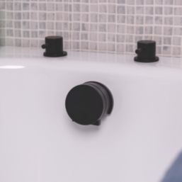 ETAL Freeflow Matt Black Round Head Bath Overflow Filler Tap  With Pop-Up Waste