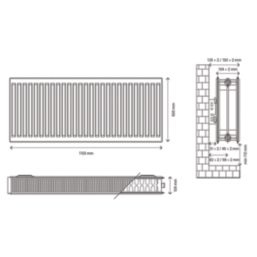 Flomasta 600mm x 1100mm 6415BTU White Type 22 Convector Radiator