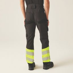 Regatta Hi Vis XPro Stretch Holster Trouser Black/Yellow 32" W 32" L