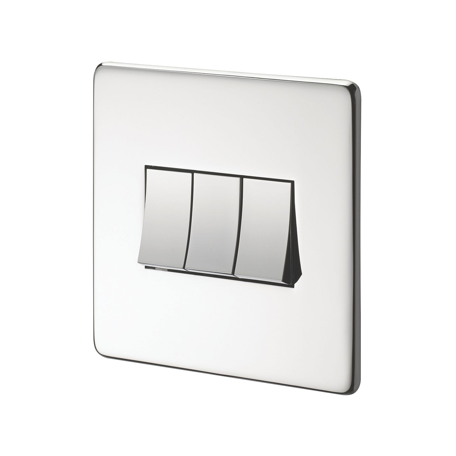 Crabtree Platinum 10AX 3-Gang 2-Way Light Switch Polished Chrome (76873)